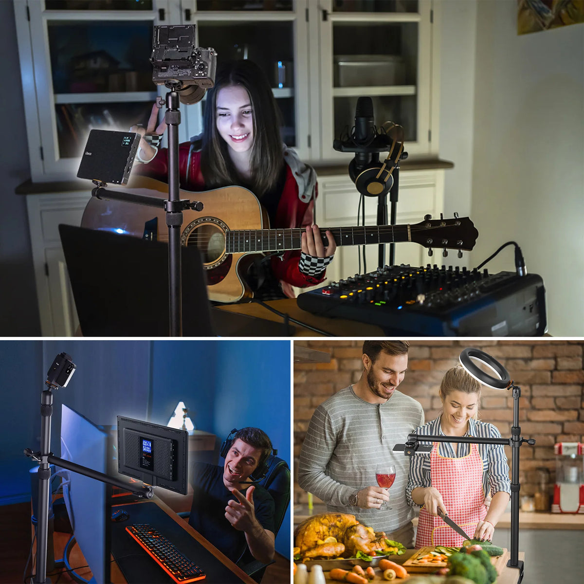 VIJIM LS01 Schreibtischlampen-Montagestativ 96 cm, verstellbares Tischstativ mit abnehmbarem Kugelkopf und 1/4-Gewinde für LED-Ringlicht
