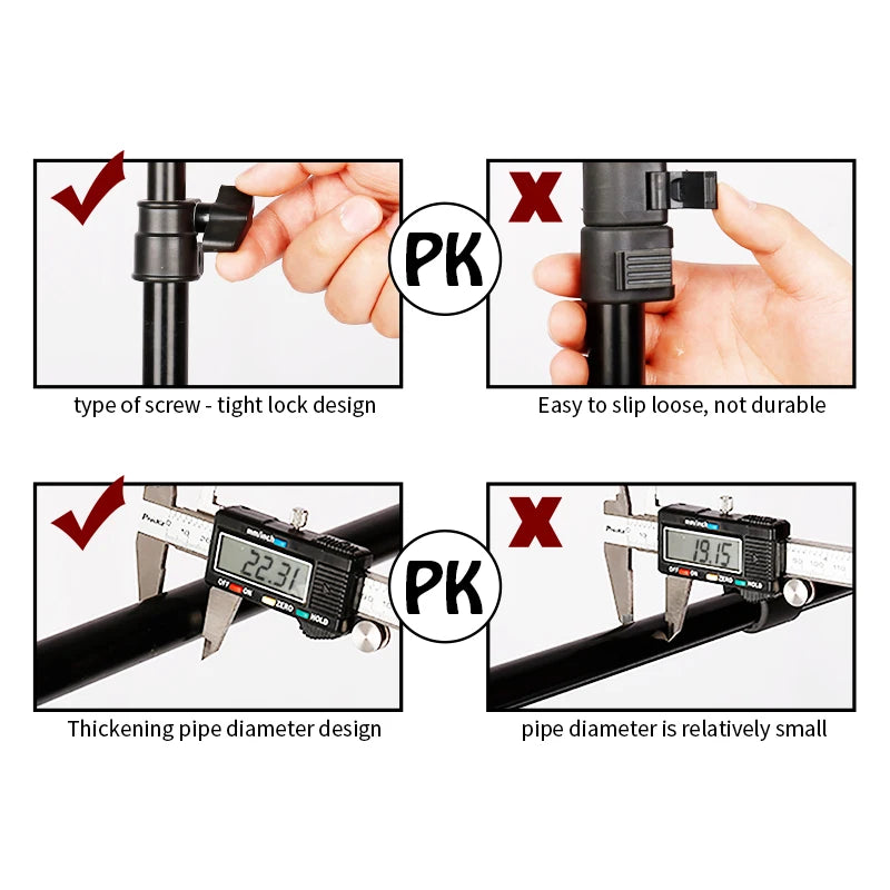 T-förmiger Fotohintergrund-Ständer mit verstellbarem Trägersystem für Fotostudios, für Vlies- und Musselin-Hintergründe, mit Clip