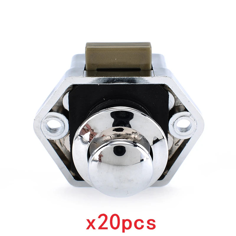 20 Packs KAK Camper Car Lock 20mm Push Lock for RV Yacht Furniture Door Hardware Cabinet Drawer Locks Handles Safety Kids Lock
