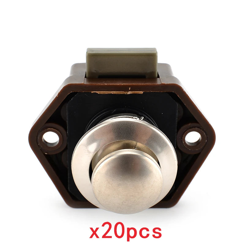 20 Packs KAK Camper Car Lock 20mm Push Lock for RV Yacht Furniture Door Hardware Cabinet Drawer Locks Handles Safety Kids Lock