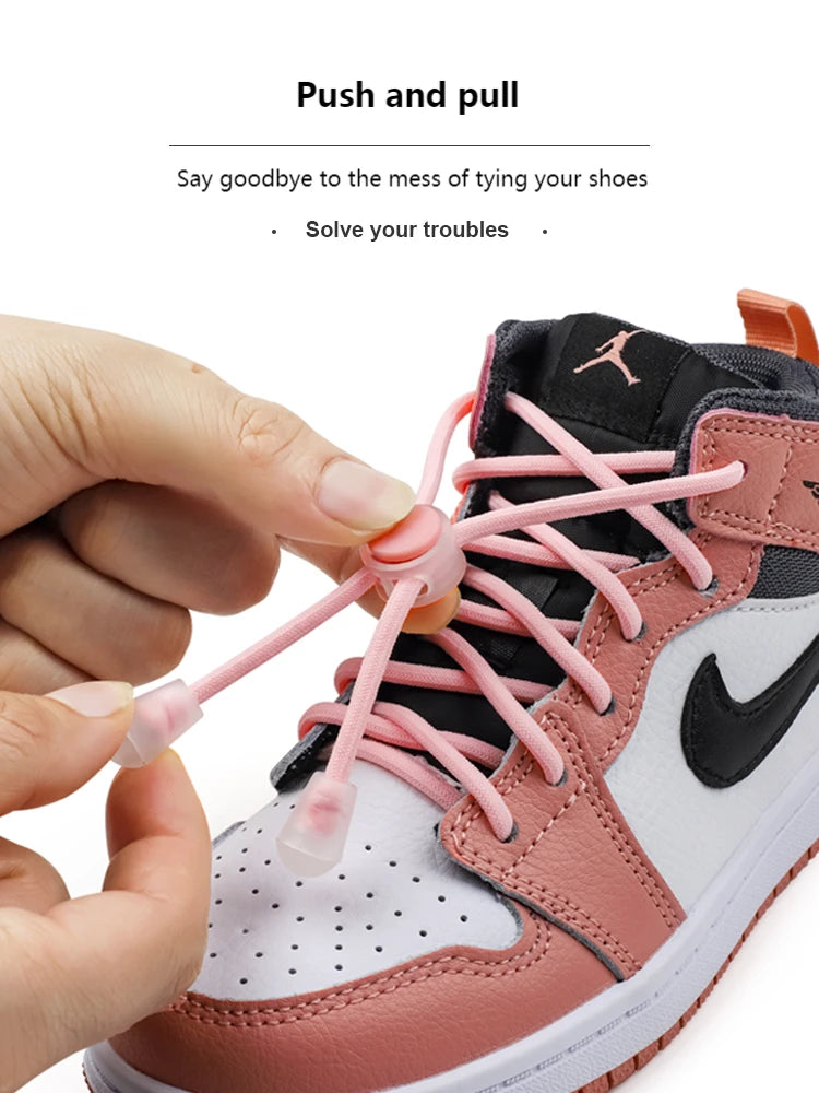 Spring-Lock-Schnürsenkel ohne Binden, elastische Schnürsenkel für Sneaker, Kinder und Erwachsene, schnelle Gummischnürsenkel, rund, ohne Binden, Schuhsenkel für Schuhe