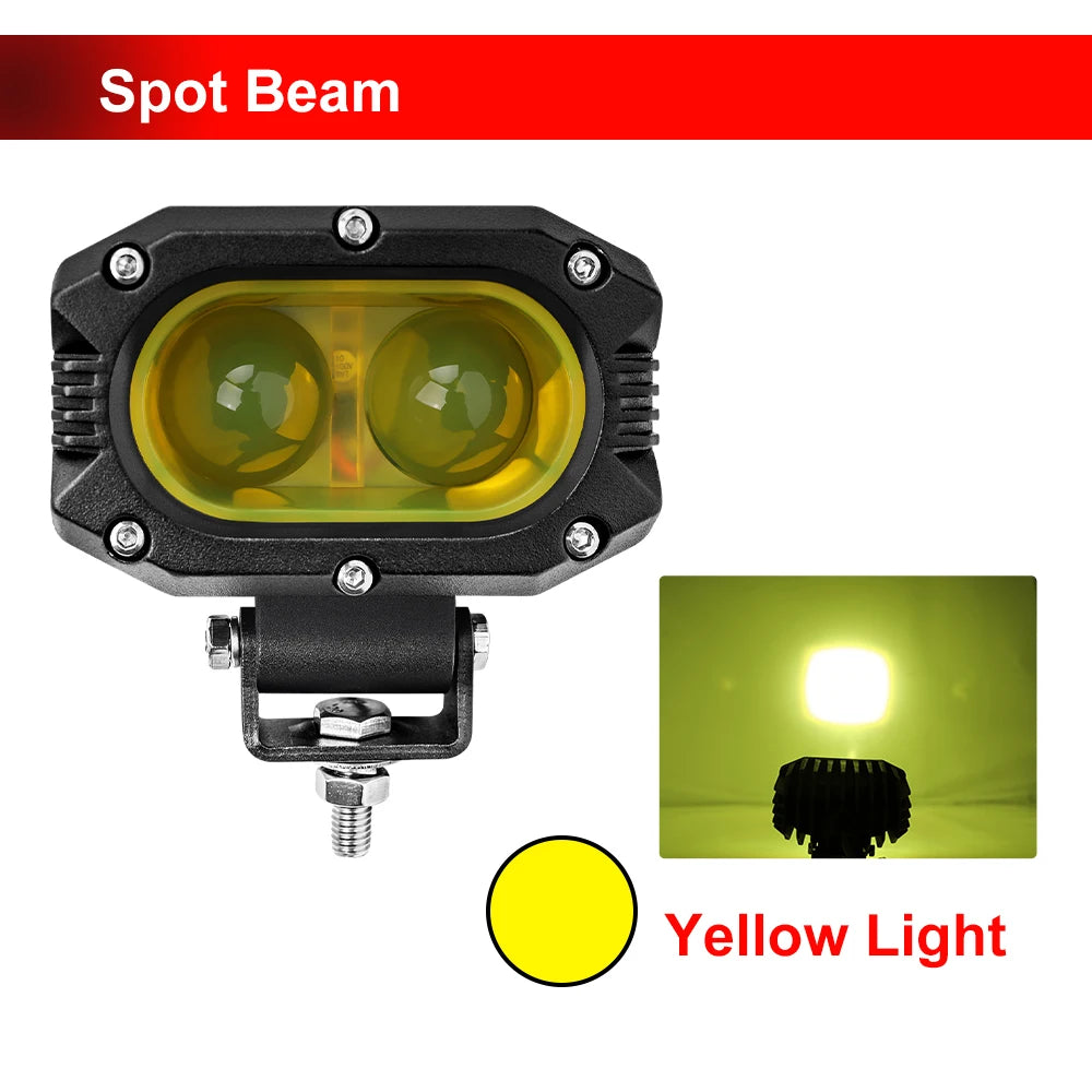 CO LIGHT Barre lumineuse LED de 4 pouces, 96 W, jaune, projecteur de travail pour voiture, faisceau large et focalisé, pour 4x4, tout-terrain, SUV, ATV, bateau, camion et excavatrice, 12 V/24 V