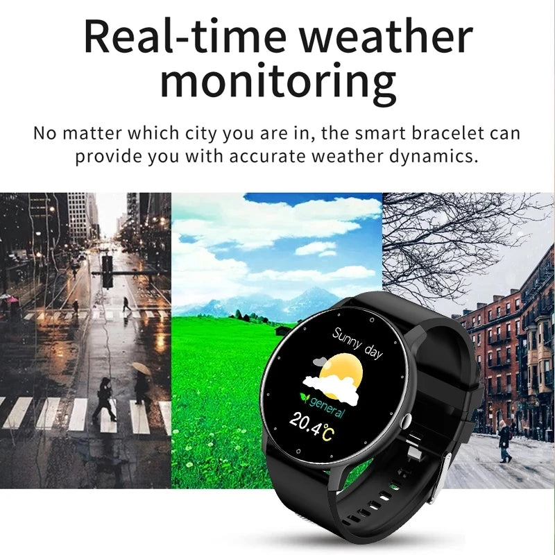 Smartwatch rotondo con notifiche Bluetooth e funzioni fitness