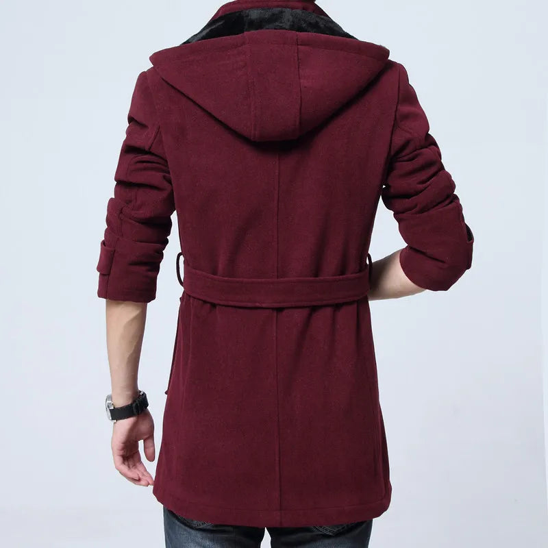 Winter Fleece Tailored Thickening Warm Coat Slim Fit Trend Woolen Coat Plus Size Men Windbreaker Coat Men Clothing