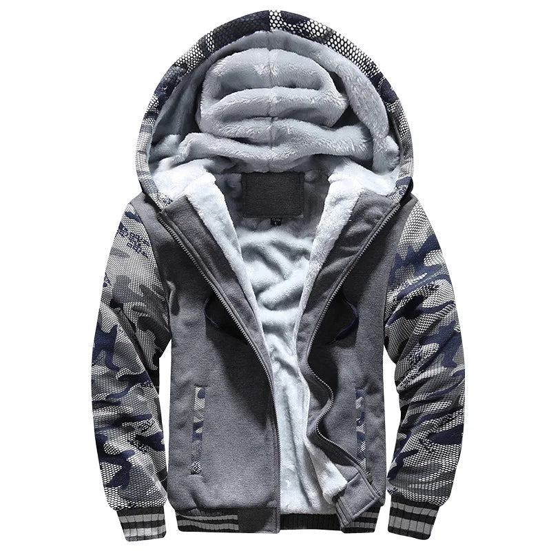 Herrenjacke Camouflage Dicke Winterjacken für Herren Fleece Langarm Mantel Herren Casual Hoodies Streetwear Herrenmäntel