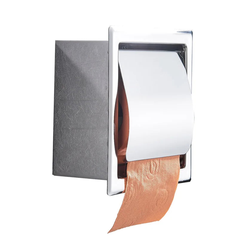 Toilettenpapierhalter aus Edelstahl, poliertes Chrom, wandmontiert, verdeckte Toilettenpapierrolle, wasserdicht