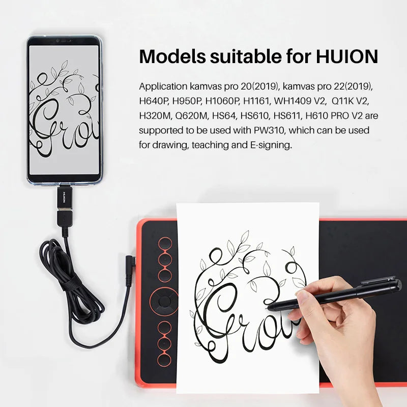 Penna digitale HUION PW310 per tavolette grafiche compatibili