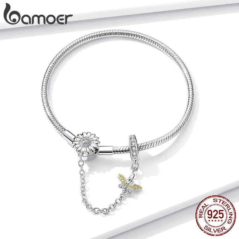Bracelet with snake chain and sunflower detail