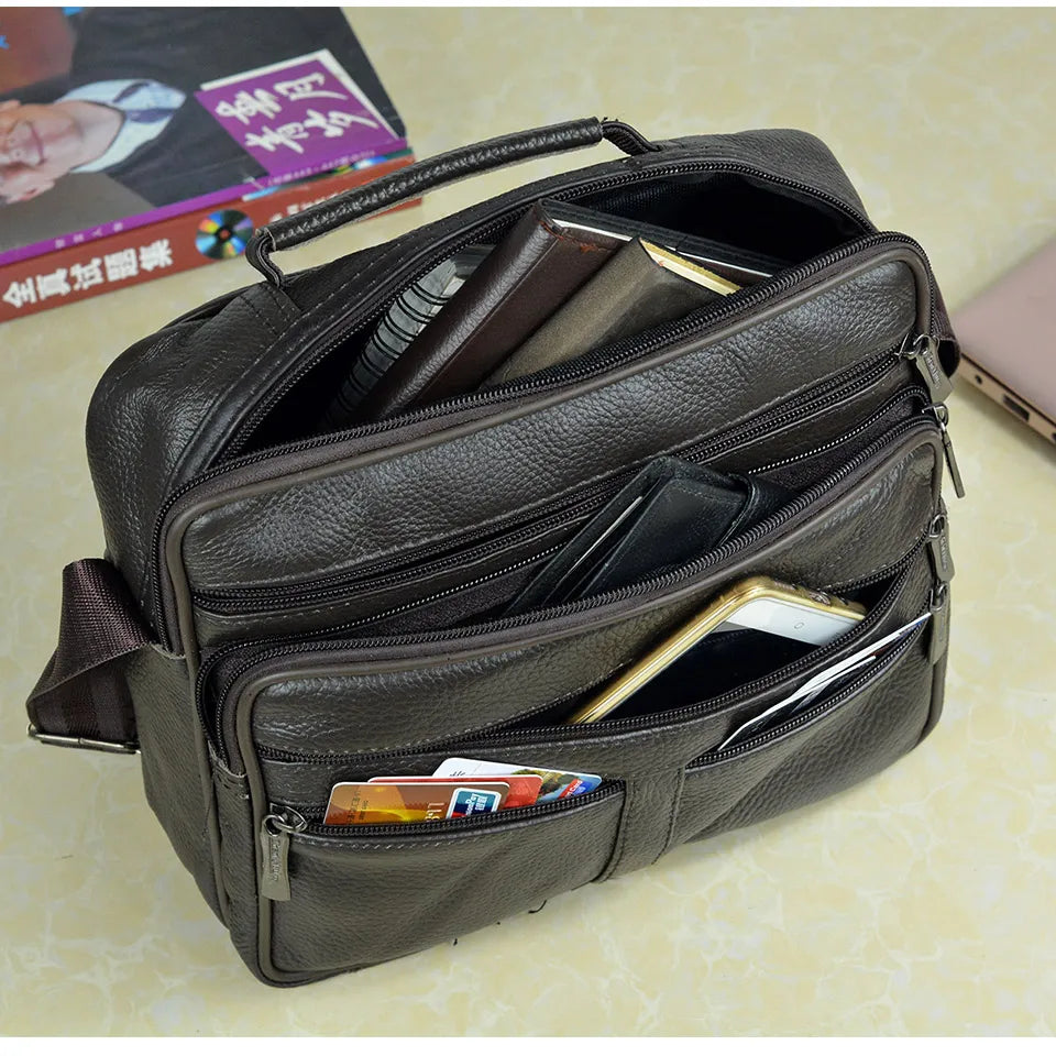 LACHIOUR Genuine Leather Men’s Messenger Bag