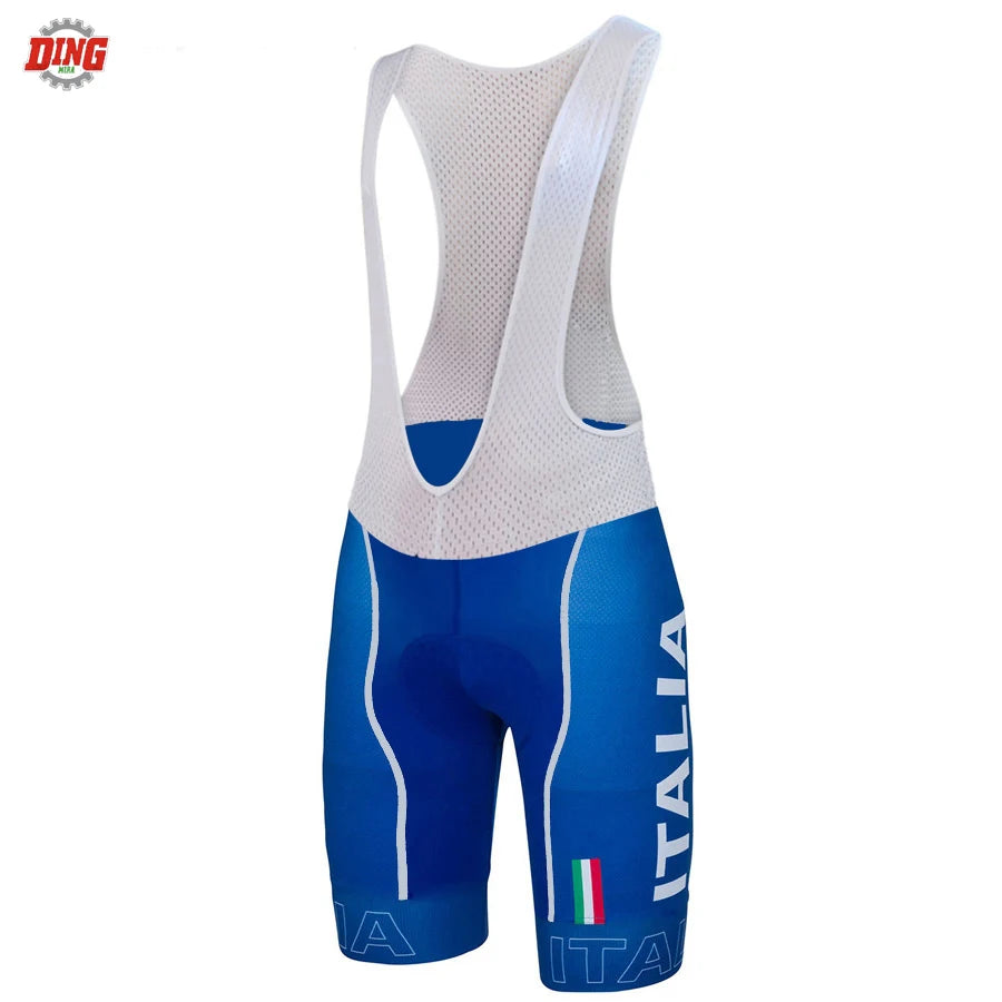 Tenue de cyclisme TEAM ITALIA NEW pour homme – maillot à manches courtes et cuissard à bretelles avec peau de chamois en gel, VTT