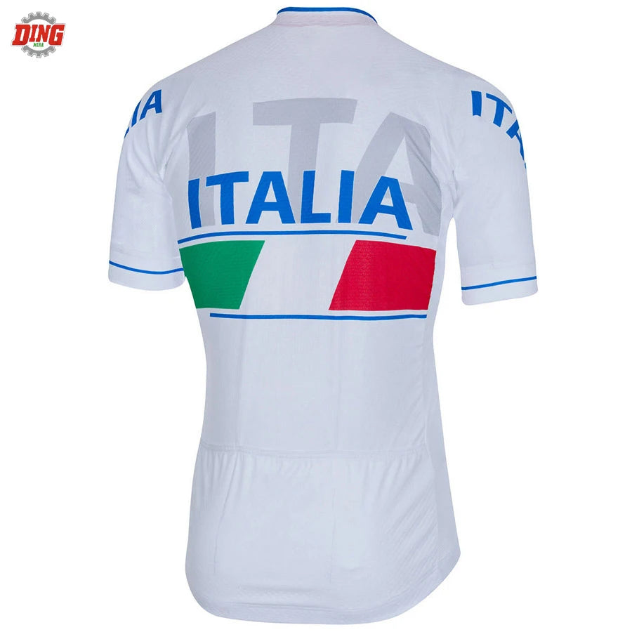 Tenue de cyclisme TEAM ITALIA NEW pour homme – maillot à manches courtes et cuissard à bretelles avec peau de chamois en gel, VTT