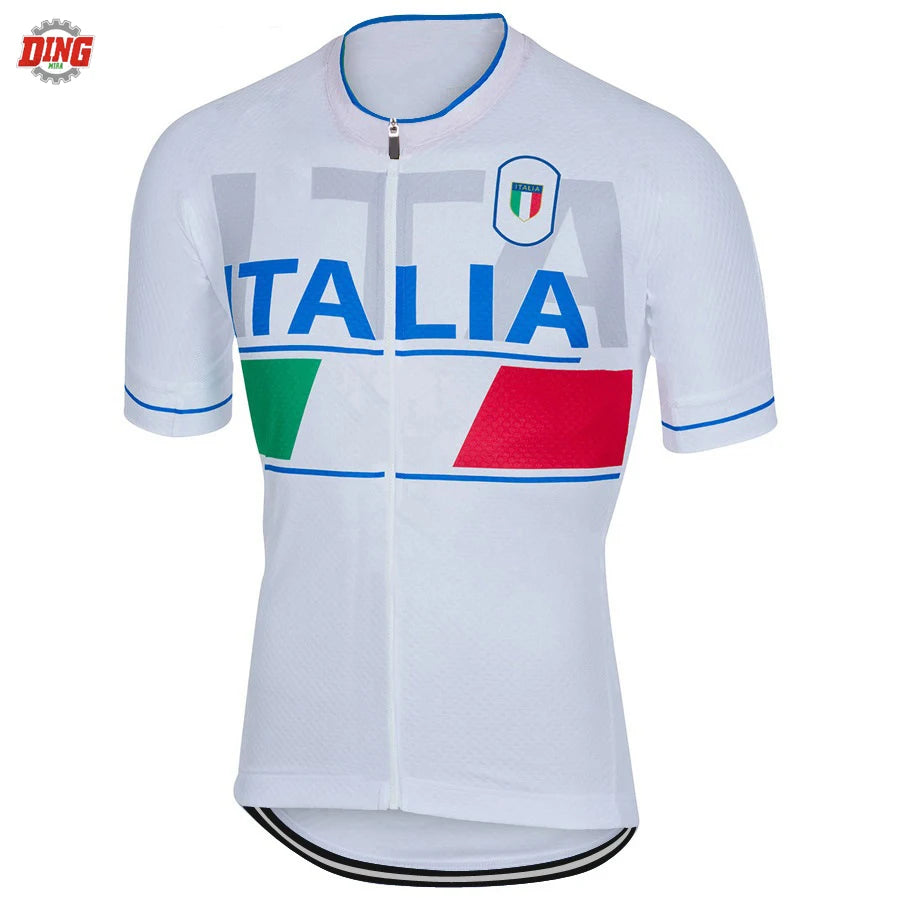 Tenue de cyclisme TEAM ITALIA NEW pour homme – maillot à manches courtes et cuissard à bretelles avec peau de chamois en gel, VTT