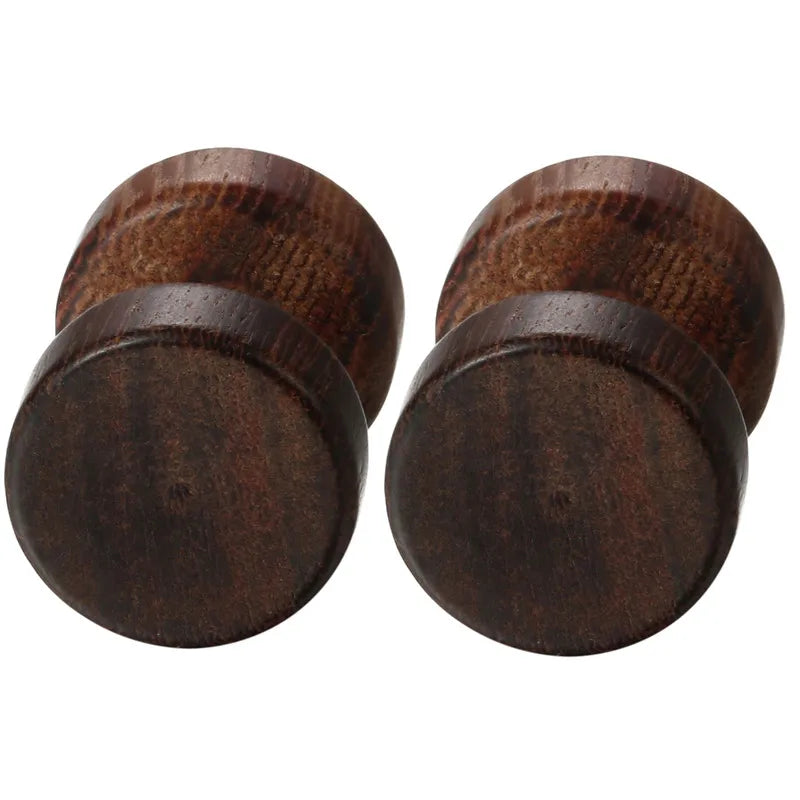 Boniskiss Pendientes de botón para hombre de madera con forma de mancuerna, 8/10/12 mm, pendientes de doble cara para mujer, piercing corporal, pendientes de oreja
