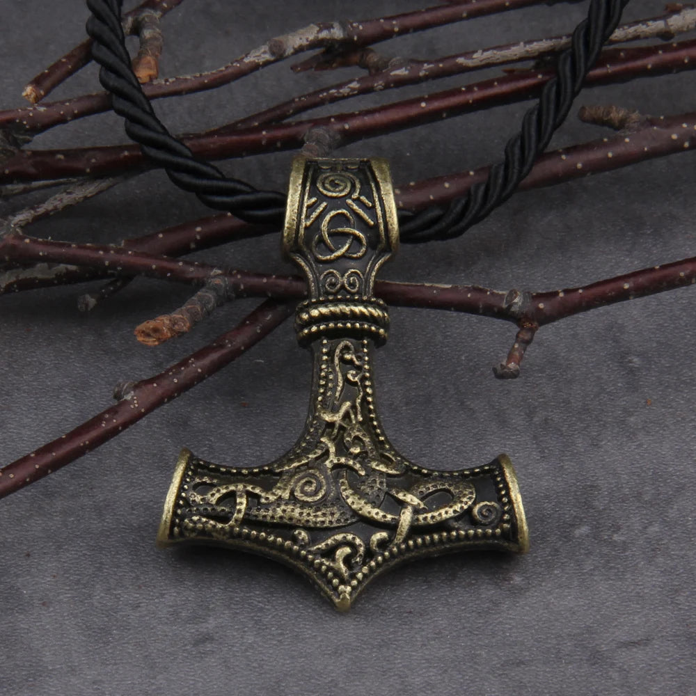 dropshipping 1pcs thor's hammer mjolnir pendant necklace viking scandinavian norse viking necklace as men gift