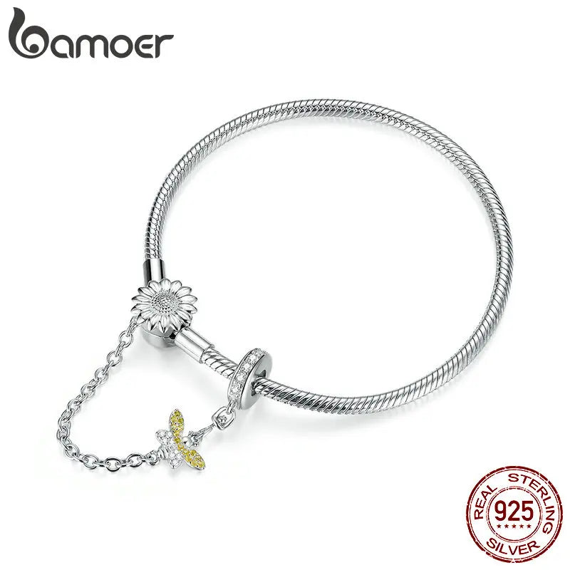 Bracelet with snake chain and sunflower detail