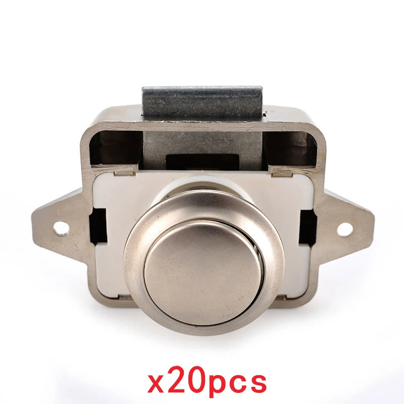 20 Packs KAK Camper Car Lock 20mm Push Lock for RV Yacht Furniture Door Hardware Cabinet Drawer Locks Handles Safety Kids Lock
