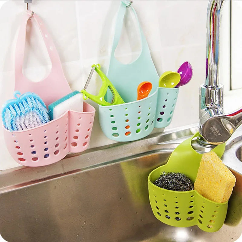 Porte-éponge d'évier de cuisine à suspendre, panier de vidange réglable, étagère à savon, organisateur pour robinet de salle de bain, accessoires de cuisine