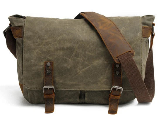 New Fashion Thick Wax Canvas Men Shoulder Bag Messenger Bag Men Crossbody Bag Vintage Male Leisure Sling Bag Casual Boy