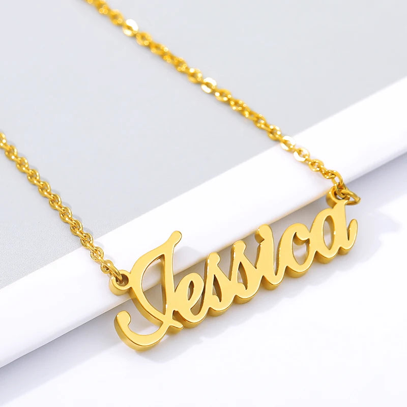 Collar con nombre personalizado para mujer, colgantes con iniciales, cadena tipo gargantilla de acero inoxidable, charms, joya para mejores amigas, regalo, collar para mujer