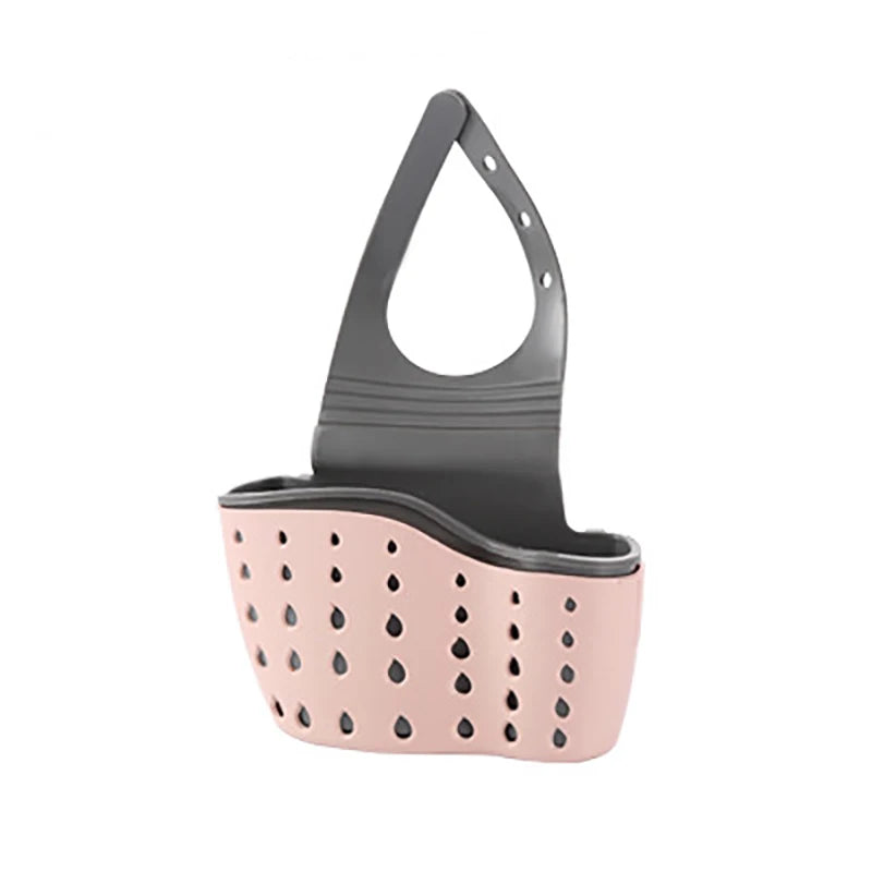 Soporte para fregadero con cesta colgante escurridora, organizador ajustable para jabón y esponjas, estante para grifo de baño, accesorios de cocina