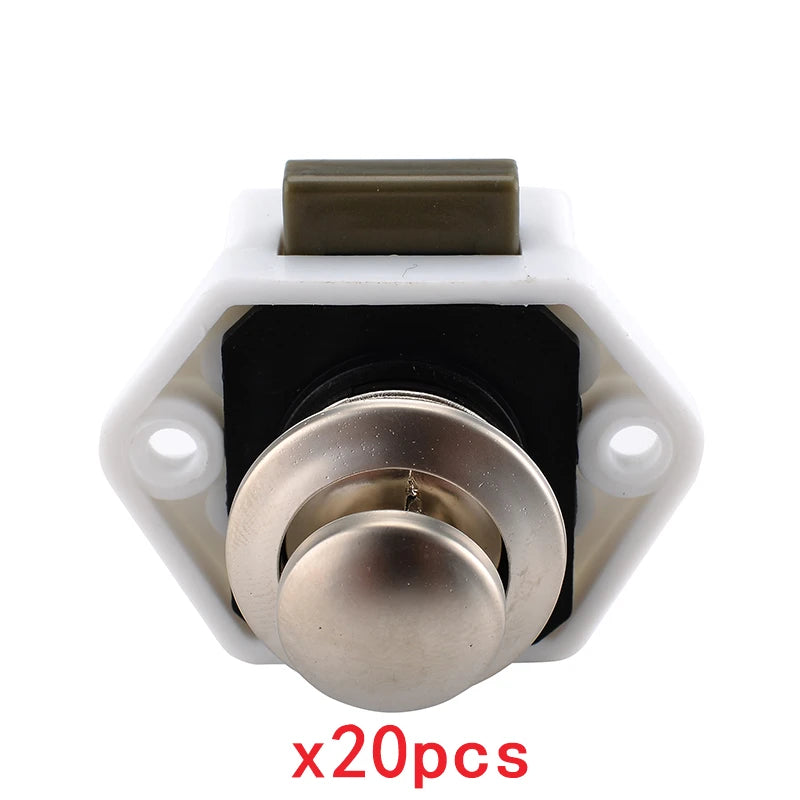 20 Packs KAK Camper Car Lock 20mm Push Lock for RV Yacht Furniture Door Hardware Cabinet Drawer Locks Handles Safety Kids Lock