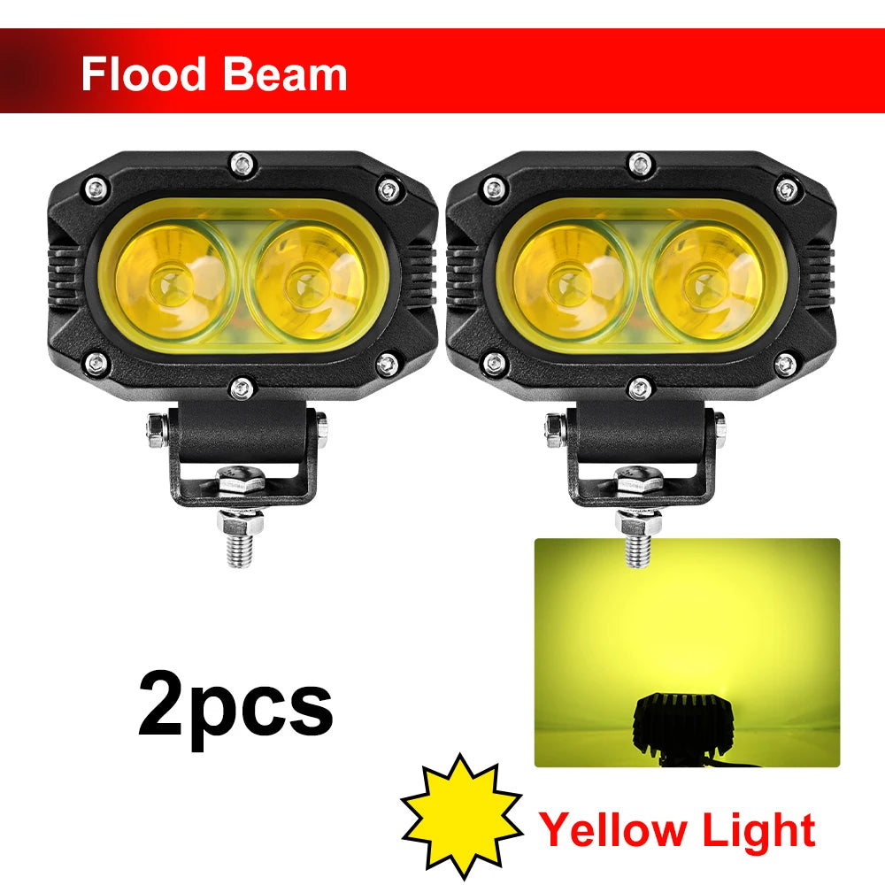 CO LIGHT Barre lumineuse LED de 4 pouces, 96 W, jaune, projecteur de travail pour voiture, faisceau large et focalisé, pour 4x4, tout-terrain, SUV, ATV, bateau, camion et excavatrice, 12 V/24 V