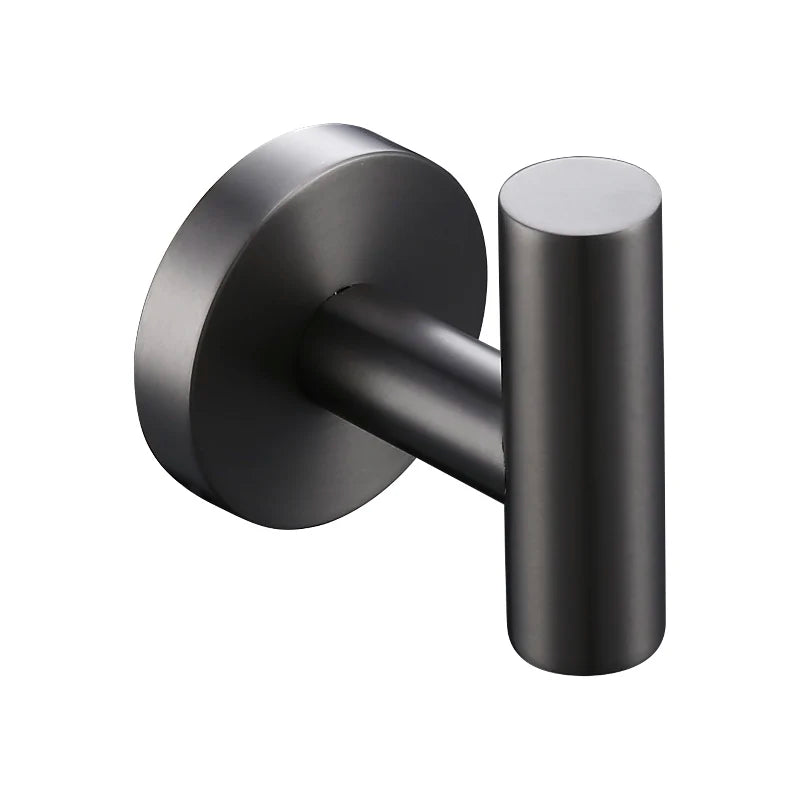 Brushed Gunmetal Grey Bathroom Accessories Hardware Set Towel Rack Toilet Roll Paper Holder Bar Hanger Hook Stainless Steel