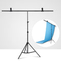 T-förmiger Fotohintergrund-Ständer mit verstellbarem Trägersystem für Fotostudios, für Vlies- und Musselin-Hintergründe, mit Clip