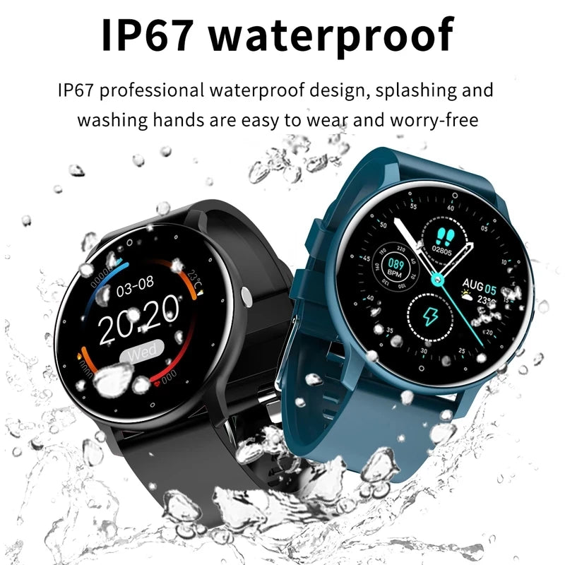 Smartwatch rotondo con notifiche Bluetooth e funzioni fitness