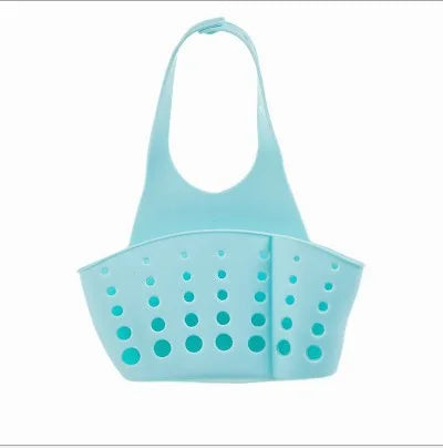 Soporte para fregadero con cesta colgante escurridora, organizador ajustable para jabón y esponjas, estante para grifo de baño, accesorios de cocina
