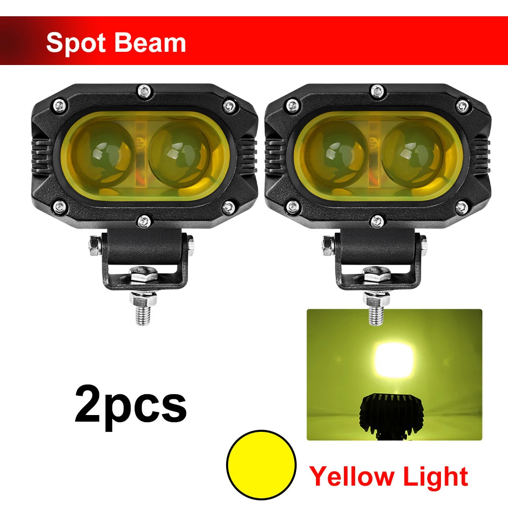 CO LIGHT Barre lumineuse LED de 4 pouces, 96 W, jaune, projecteur de travail pour voiture, faisceau large et focalisé, pour 4x4, tout-terrain, SUV, ATV, bateau, camion et excavatrice, 12 V/24 V