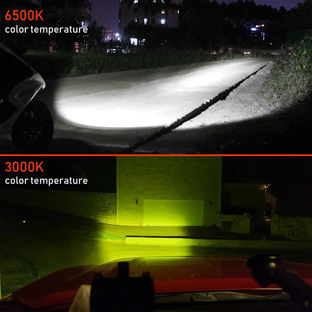 CO LIGHT Barre lumineuse LED de 4 pouces, 96 W, jaune, projecteur de travail pour voiture, faisceau large et focalisé, pour 4x4, tout-terrain, SUV, ATV, bateau, camion et excavatrice, 12 V/24 V