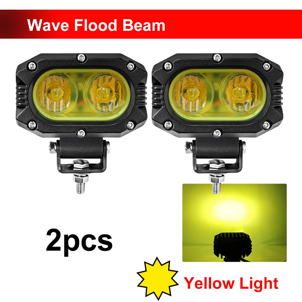 CO LIGHT Barre lumineuse LED de 4 pouces, 96 W, jaune, projecteur de travail pour voiture, faisceau large et focalisé, pour 4x4, tout-terrain, SUV, ATV, bateau, camion et excavatrice, 12 V/24 V