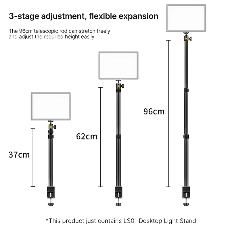 VIJIM LS01 Schreibtischlampen-Montagestativ 96 cm, verstellbares Tischstativ mit abnehmbarem Kugelkopf und 1/4-Gewinde für LED-Ringlicht