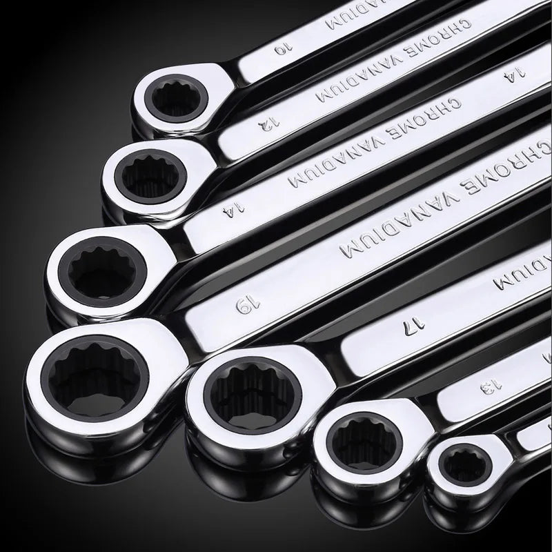 Juego de llaves de trinquete con mango, engranaje de 72 dientes, casquillo de torque, juego de llaves combinadas métricas de trinquete, herramientas para reparación de automóviles