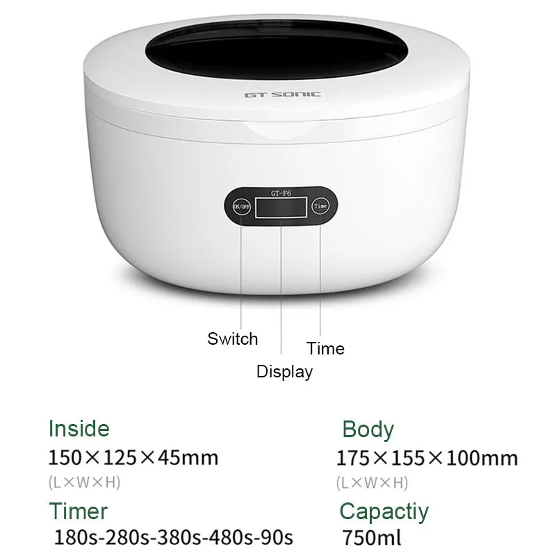220V Ultrasonic Cleaner 750ml Automatic Intelligent Sonic Cleaning Machine Glasses Jewelry Makeup Brushes Denture Razor Cleaner