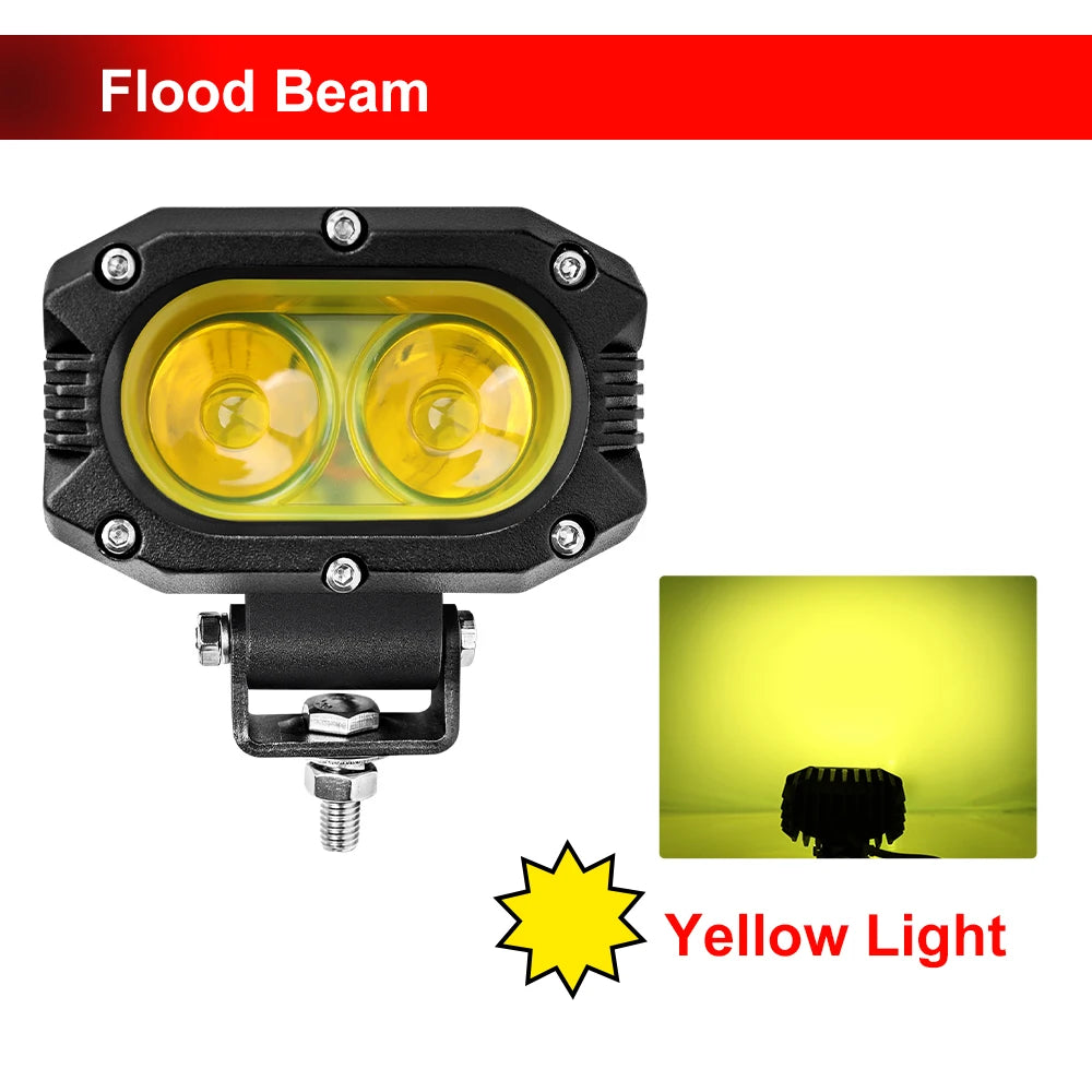 CO LIGHT Barre lumineuse LED de 4 pouces, 96 W, jaune, projecteur de travail pour voiture, faisceau large et focalisé, pour 4x4, tout-terrain, SUV, ATV, bateau, camion et excavatrice, 12 V/24 V