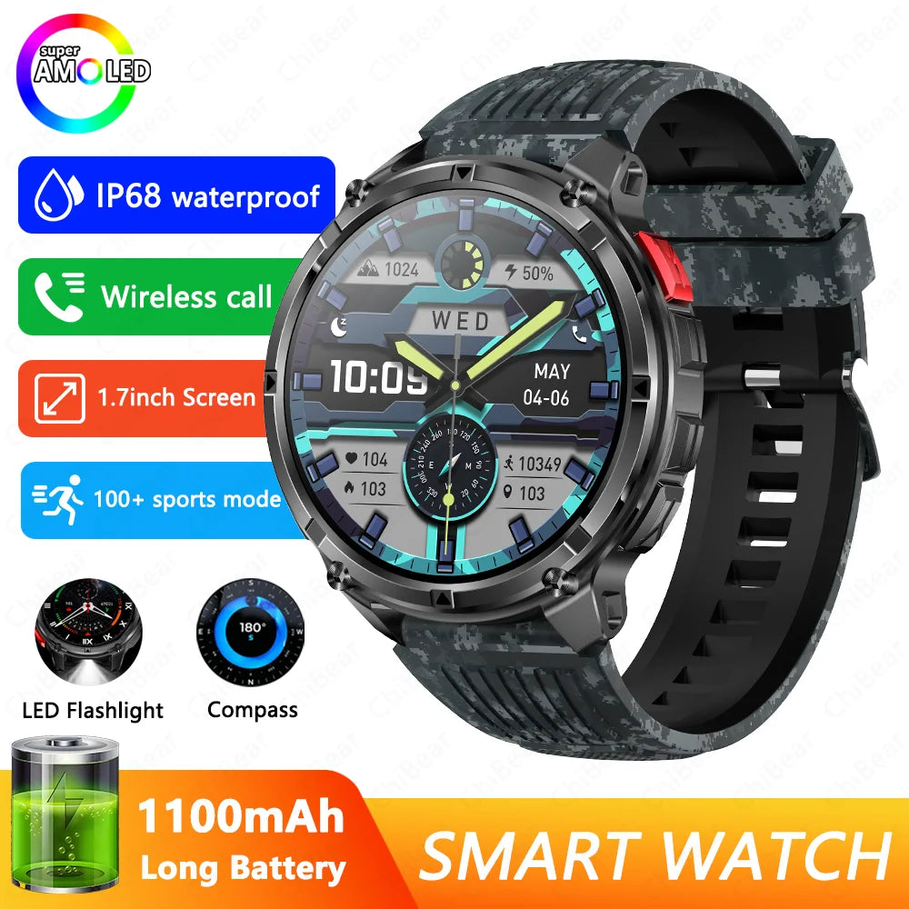 Smartwatch outdoor AMOLED da 1,7″ con chiamate Bluetooth