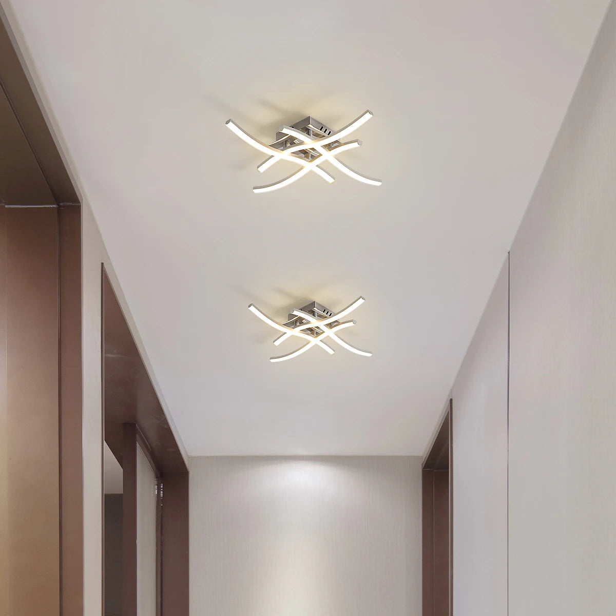 Plafonnier LED moderne, 4 luminaires intégrés au design élégant et incurvé, éclairage de plafond blanc froid 6500 K pour salon