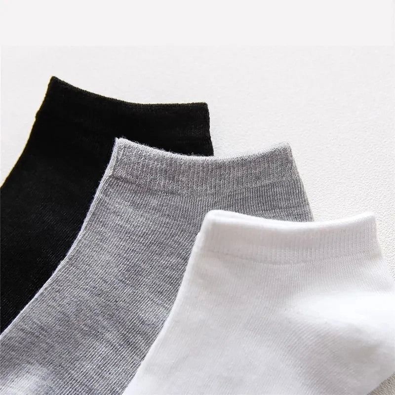 10 Paar / niedrige schwarz-weiß-graue Baumwollsocken, Herrensocken, atmungsaktive Sportsocken, kurze Herrensocken, Damensocken, EU 37–44