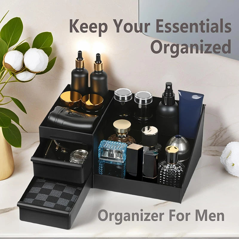 Organisateur de plan de toilette avec tiroirs, organiseur de parfums pour homme, porte-parfums pour coiffeuse, présentoir à parfums,