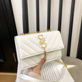Luxury Women's Quilted Leather Shoulder Bag Designer Chain Crossbody Bag Elegant Flap Purse with Gold Tone SS Logo & Tassel