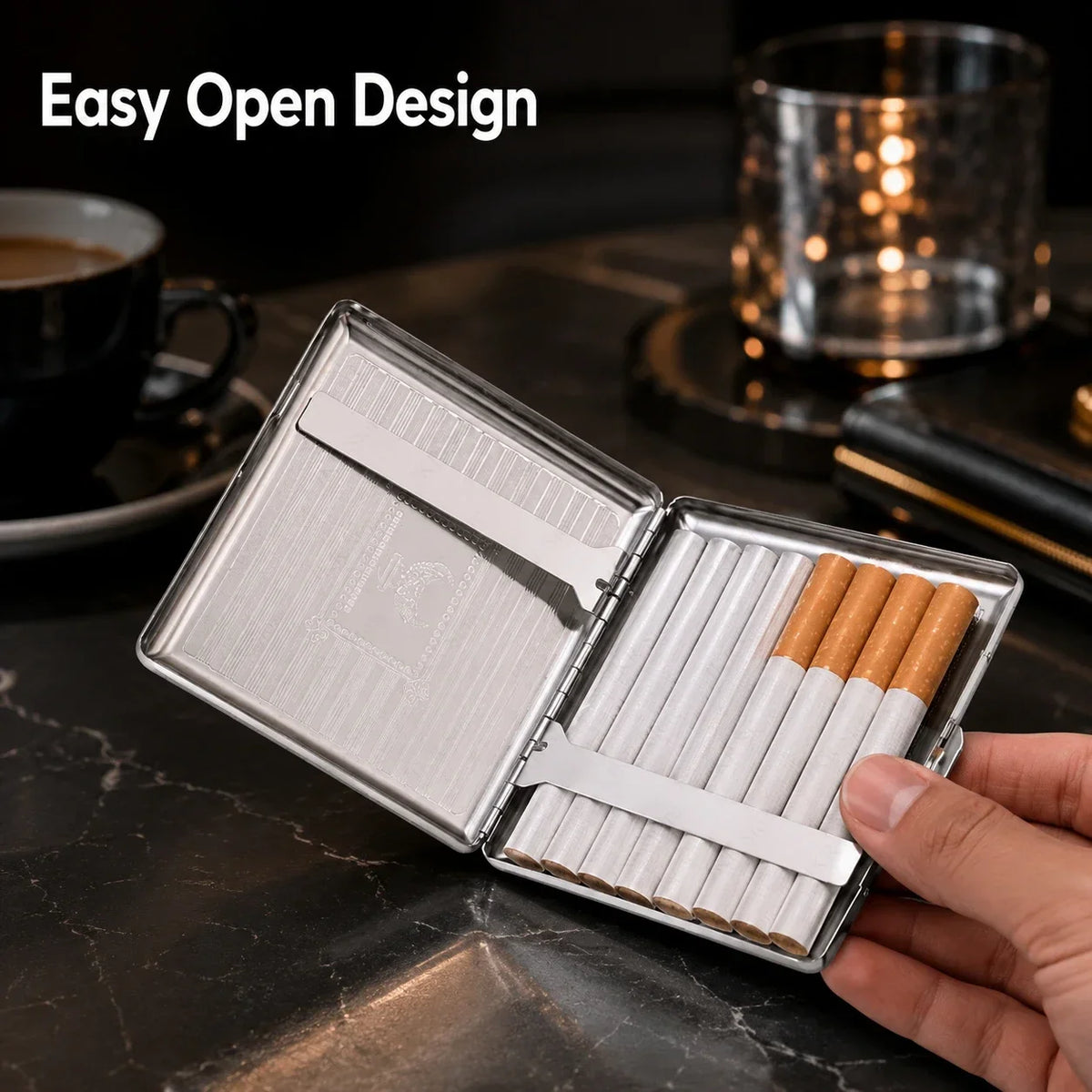Metal Cigarette Case – Embossed Stainless Steel, Portable Personalized Gift, Compact Storage for Smoking Accessories