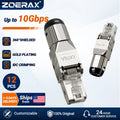 ZoeRax Lot de 12 connecteurs RJ45 Cat 6A blindés, fiches modulaires sans outil, 2000 MHz, 40G, pour câbles LAN de 22 à 24 AWG