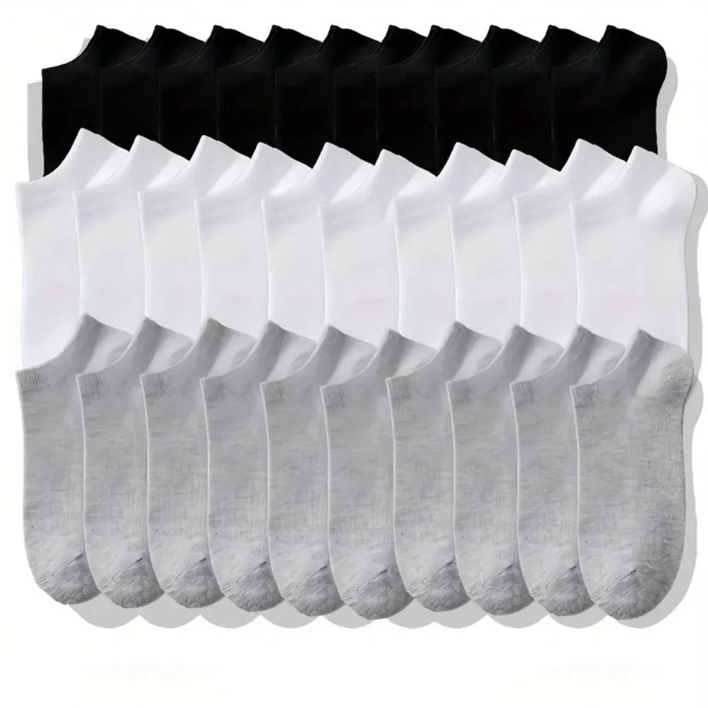 Pack de 5/10 pares de calcetines tobilleros unisex de ajuste cómodo para todos, transpirables y ligeros: ideales para hacer deporte y para el día a día.