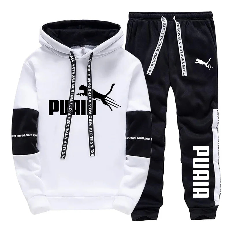 Conjunto de chándal informal para hombre otoño-invierno, sudadera con capucha y pantalones, novedad de 2026, sudaderas con capucha y pantalones de chándal, ropa deportiva