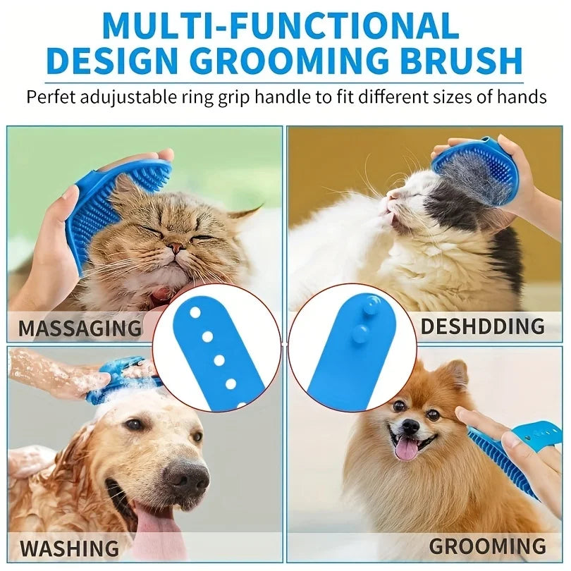 Kit de aseo de 2 piezas para perros, gatos y conejos, cepillo para el pelaje, guante de limpieza y baño, cepillo para eliminar el pelo y para la ducha