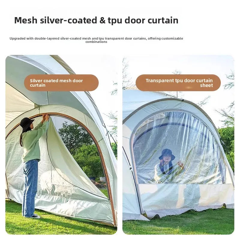 Dome-Style Camping Lounge Tent, Outdoor Sunshade Shelter with Breathable Ventilation, Wind-Resistant Rain-Repellent Cover