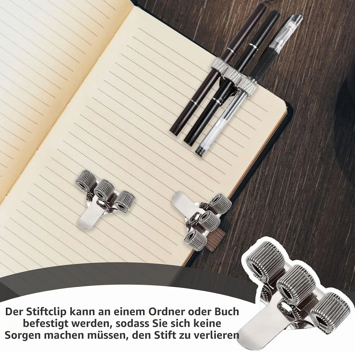 Metal Pen Pocket Clips, 3-Piece Set