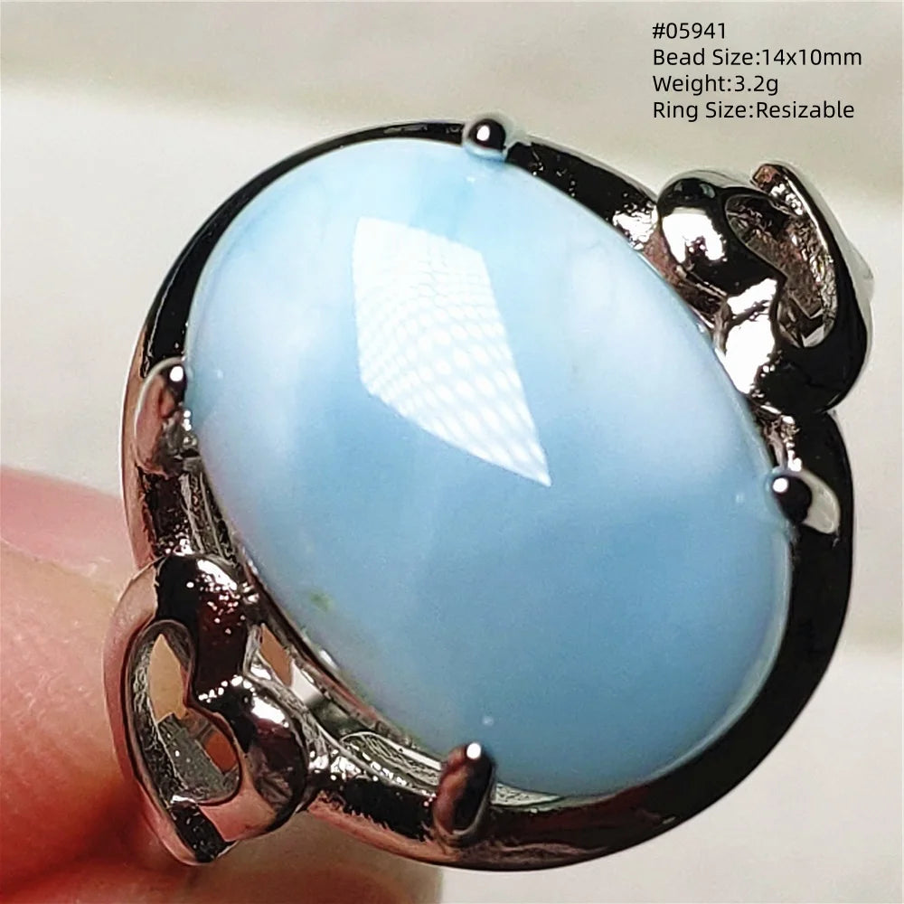 Anello regolabile in argento 925 con larimar